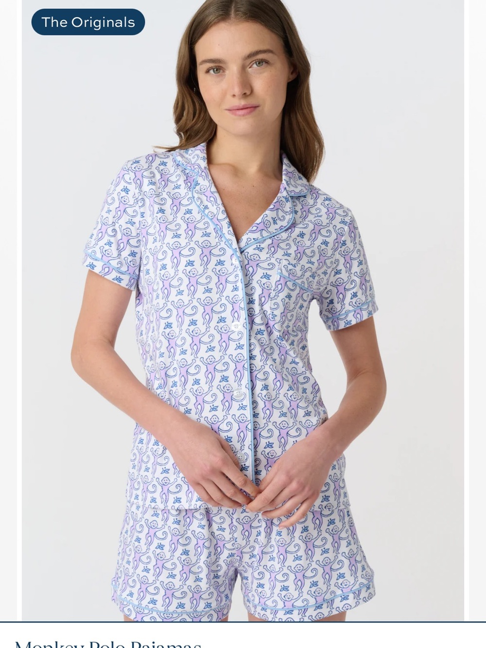 Roller Rabbit Monkey Polo Pajama Top in Lavender Size Large